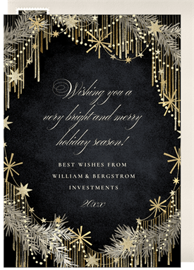 'Twinkling Tinsel Garland' Business Holiday Greetings Card