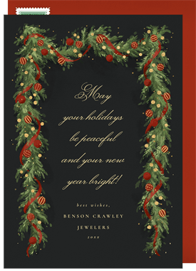 'Winter Garland' Business Holiday Greetings Card