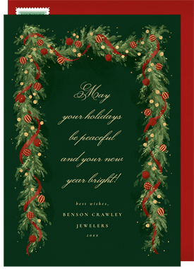 'Winter Garland' Business Holiday Greetings Card