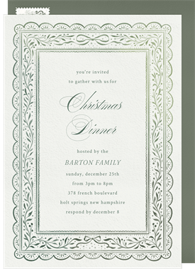 'Dainty Holiday Lace' Christmas Party Invitation