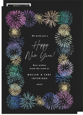 'Shimmering Fireworks' Business New Year's Greeting Card