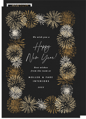 'Shimmering Fireworks' Business New Year's Greeting Card