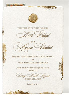 'Delicate Gold Border' Wedding Invitation