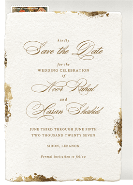 'Delicate Gold Border' Wedding Save the Date