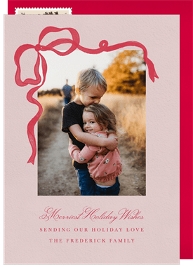 'Curling Bow' Christmas Greetings Card