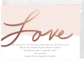 'Rose Gold Love' Wedding Invitation