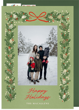 'Festive Watercolor Foliage' Holiday Greetings Card