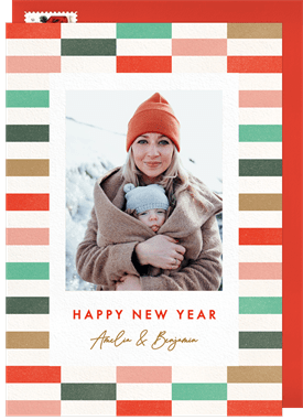 'Festive Checkerboard' New Year's Greeting Card