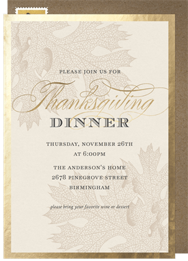 'Thanksgiving Gold Leaf' Thanksgiving Invitation
