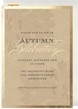 'Gold Leaf Celebration' Fall Party Invitation