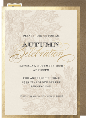 'Gold Leaf Celebration' Entertaining Invitation