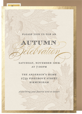 'Gold Leaf Celebration' Fall Party Invitation