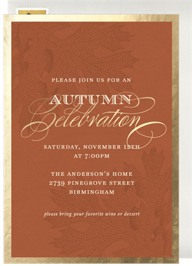 'Gold Leaf Celebration' Fall Party Invitation