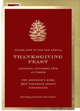 'Golden Pinecone' Thanksgiving Invitation