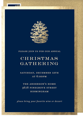 'Golden Pinecone' Christmas Party Invitation