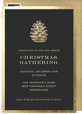 'Golden Pinecone' Christmas Party Invitation