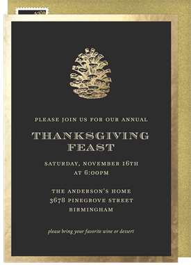 'Golden Pinecone' Thanksgiving Invitation