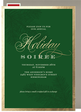 'Golden Pine' Holiday Party Invitation