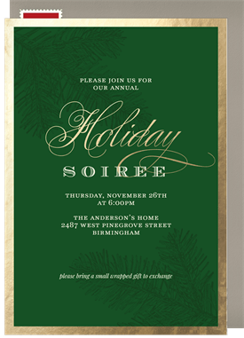 'Golden Pine' Christmas Party Invitation