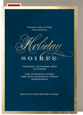 'Golden Pine' Holiday Party Invitation