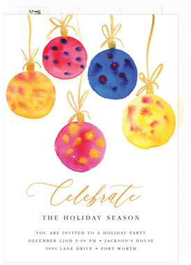 'Painted Ornaments' Holiday Party Invitation