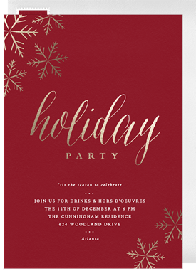 'Foil Snowflakes' Holiday Party Invitation