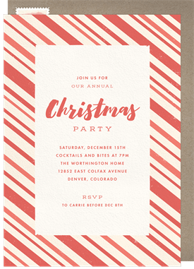 'Candy Cane Stripes' Holiday Party Invitation
