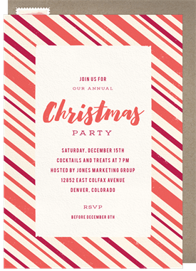 'Candy Cane Stripes' Business Holiday Party Invitation
