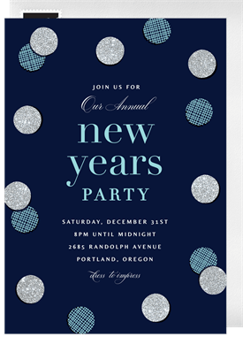 'Confetti Sparkle' New Year's Party Invitation