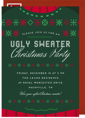 'Ugly Sweater Party' Christmas Party Invitation