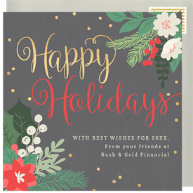 'Winter Florals' Business Holiday Greetings Card