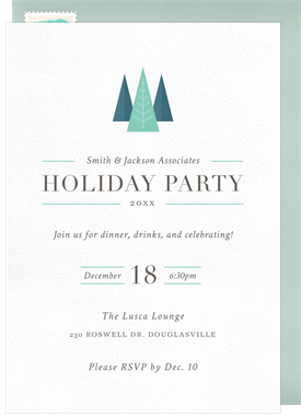 'Evergreen Trio' Business Holiday Party Invitation
