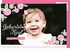 'Blossom Accent' Kids Birthday Invitation