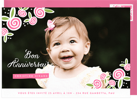 'Blossom Accent' Kids Birthday Invitation