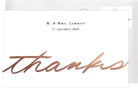 'Rose Gold Love' Wedding Thank You Note