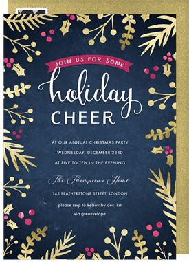 'Foil Sprigs' Holiday Party Invitation