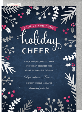 'Foil Sprigs' Business Holiday Party Invitation