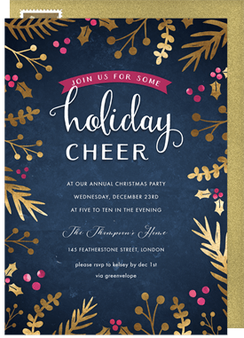 'Foil Sprigs' Holiday Party Invitation