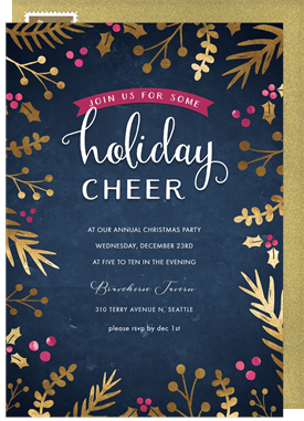 'Foil Sprigs' Business Holiday Party Invitation