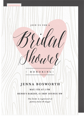 'Woodgrain Heart' Bridal Shower Invitation