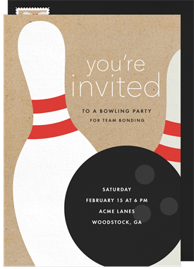 'Bowling Party' Business Invitation