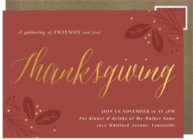 'Gilded Thanksgiving' Thanksgiving Invitation