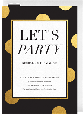 'Let's Party Polka Dot' Adult Birthday Invitation