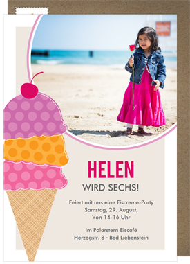 'Triple Scoop' Kids Birthday Invitation