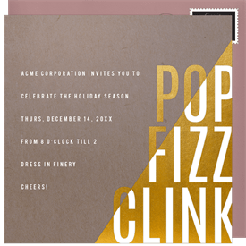 'Pop Fizz Contrast' Business Holiday Party Invitation