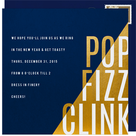 'Pop Fizz Contrast' New Year's Party Invitation