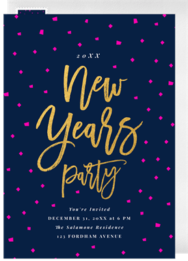 'Midnight Confetti' New Year's Party Invitation