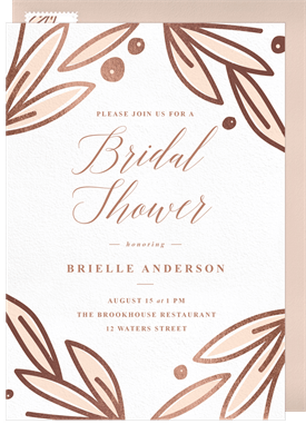 'Rose Gold Botanicals' Bridal Shower Invitation