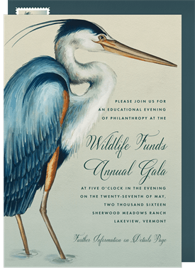'Serene Heron' Business Invitation