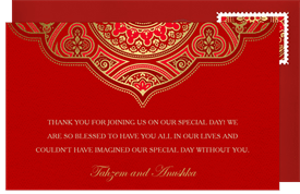 'Indian Inspired' Wedding Thank You Note